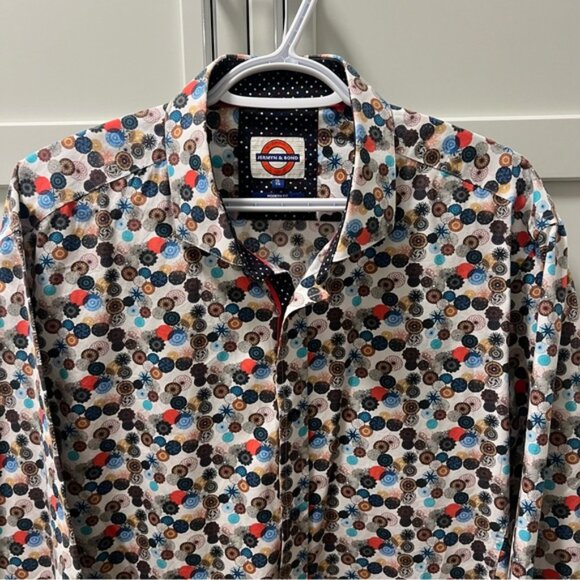 JERMYN BOND Multicolor Geometric Circles Dress Shirt Loud, Bold Men's XL - Picture 2 of 13